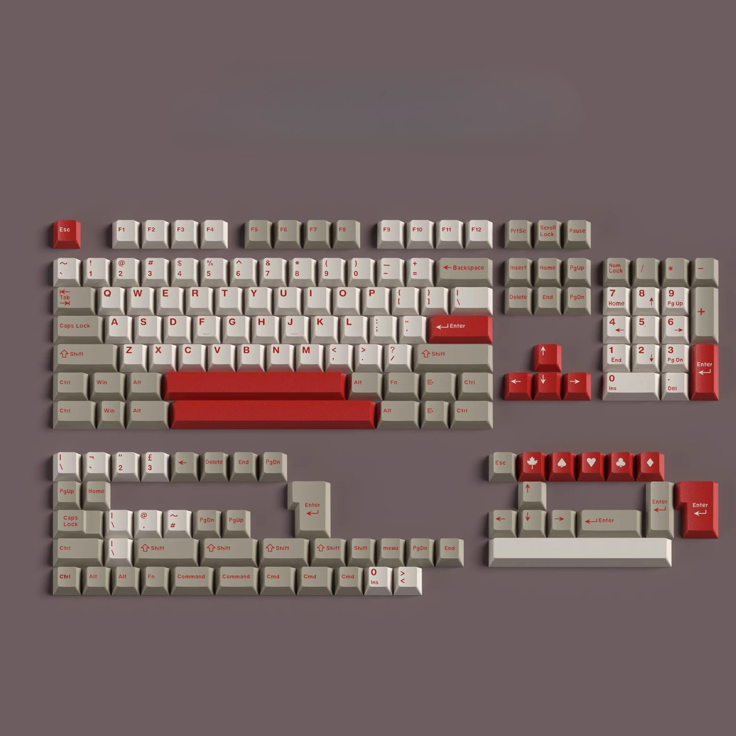 

Overtime keycap ABS material beige retro gray white red two-color molding original height 163 keys