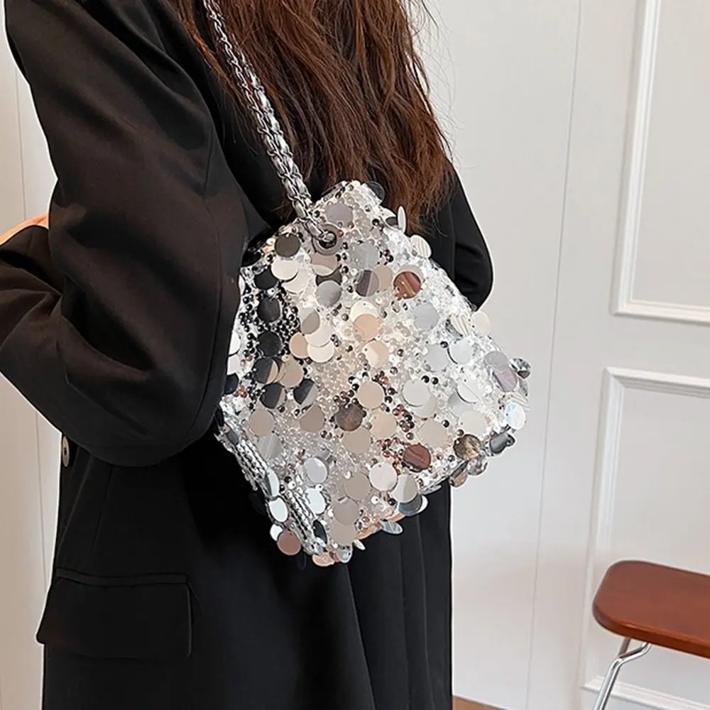 

Портативная блестящая вечерняя Банкетная сумка на цепочке в Корейском стиле, Сумка через плечо с кисточкой, Сумка с блестками, сумка на плечо для свадьбы