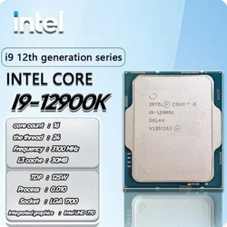 New Core i9 12900K i9-12900K CPU processor 3.1 GHz 16 Core 24 Thread LGA 1700 L3=30M 7NM CPU without cooler