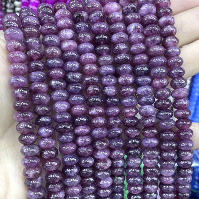 5*8MM Natural Stone Lepidolite Chalcedony Rondelle Round Spacer Beads For Jewelry Making DIY Bracelet Necklace Accessories