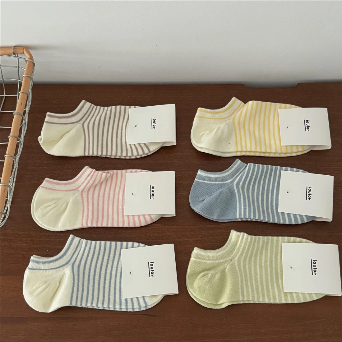 Colorful Boneless Boat Socks Women's Summer Striped Simple Cotton Socks Sweat Absorbing Breathable Short Anckle Sock Slippers