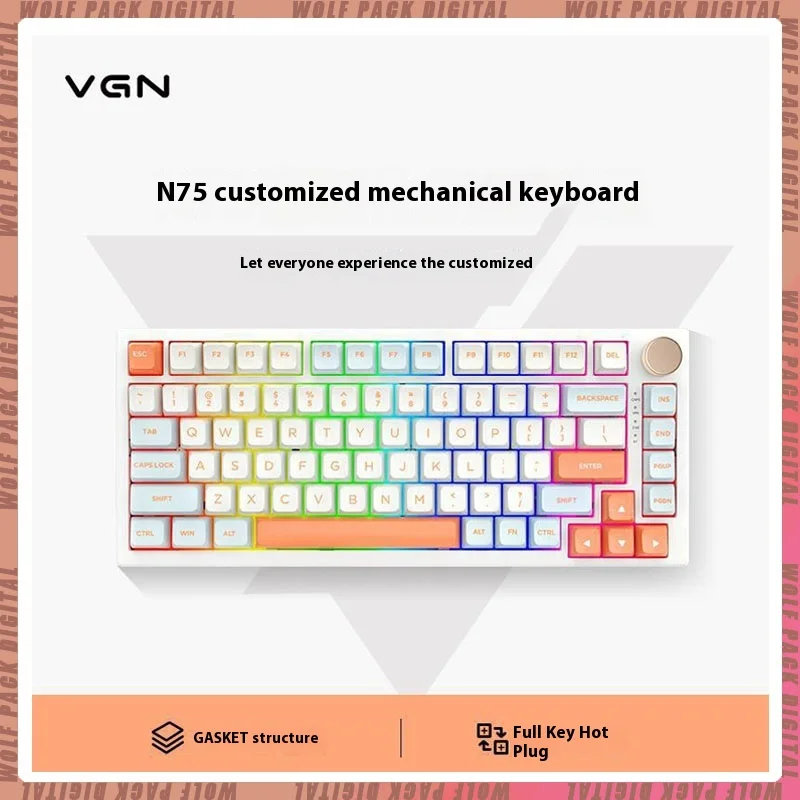 

VGN N75 Pro Keyboard Tri-mode Bluetooth Wireless 82 Keys Wired Hotswap RGB Mechanical Keyboard Accessory For PC Gaming Keyboard