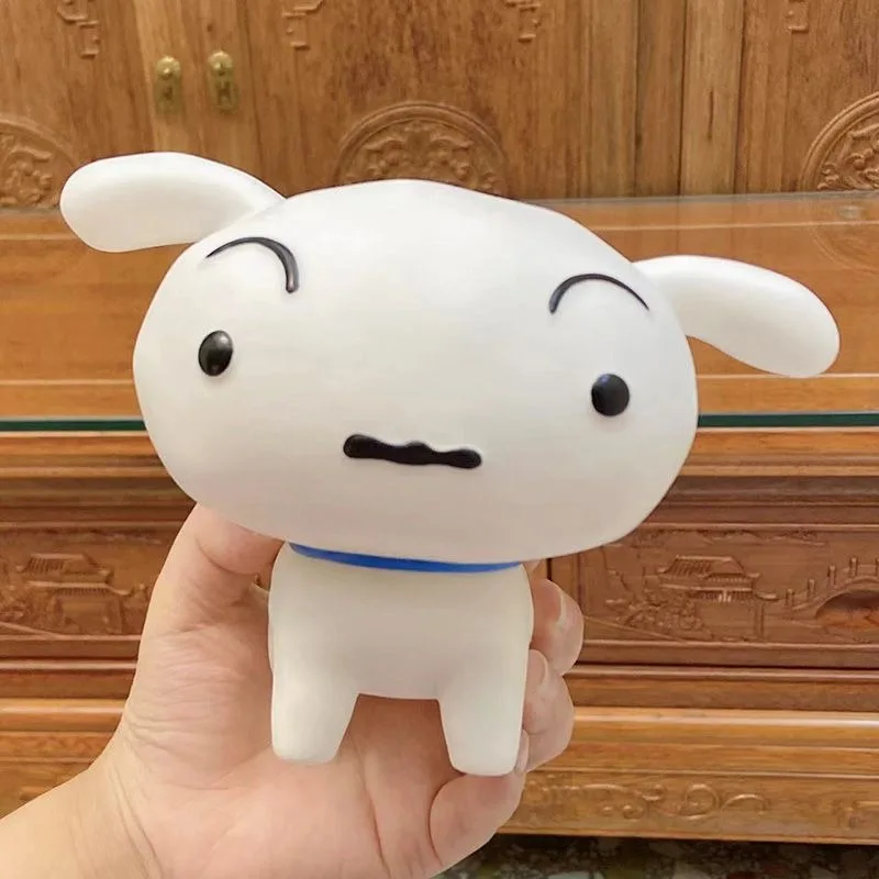 Miniso crayon shinchan anime figura brinquedo bonito cão branco mesa decoração modelo boneca colecionável personagem dos desenhos animados animal de estimação temático item