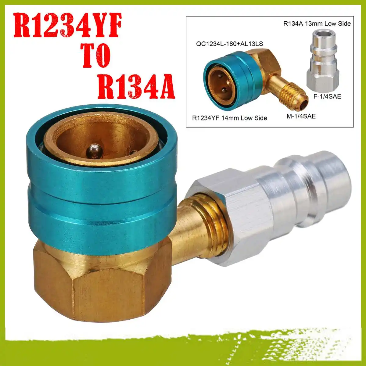 Adaptador rápido do acoplador do flúor, Refrigerante lateral baixo R1234Yf-R134A, Montagem de ar condicionado do carro, mais acoplador