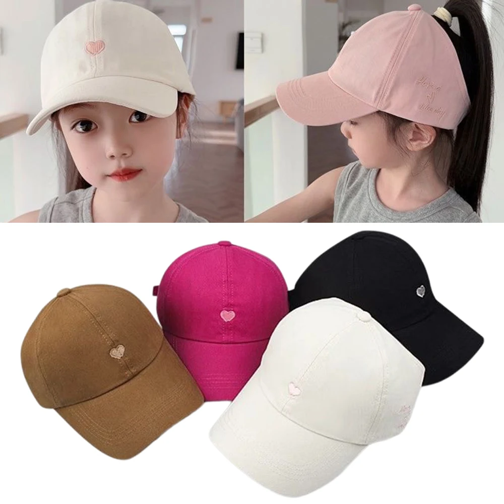 Summer Children Baseball Cap Cute Sunshade Sunblock Empty Top Casual Boys Girls Sunbonnet Sun Visor High Ponytail Pure Color Hat