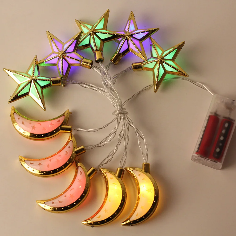 

10 LED String Lights 4 Colors 1.65m Star Moon Decoration for Festival Party Bedroom Muslim Ramadan Energy Saving