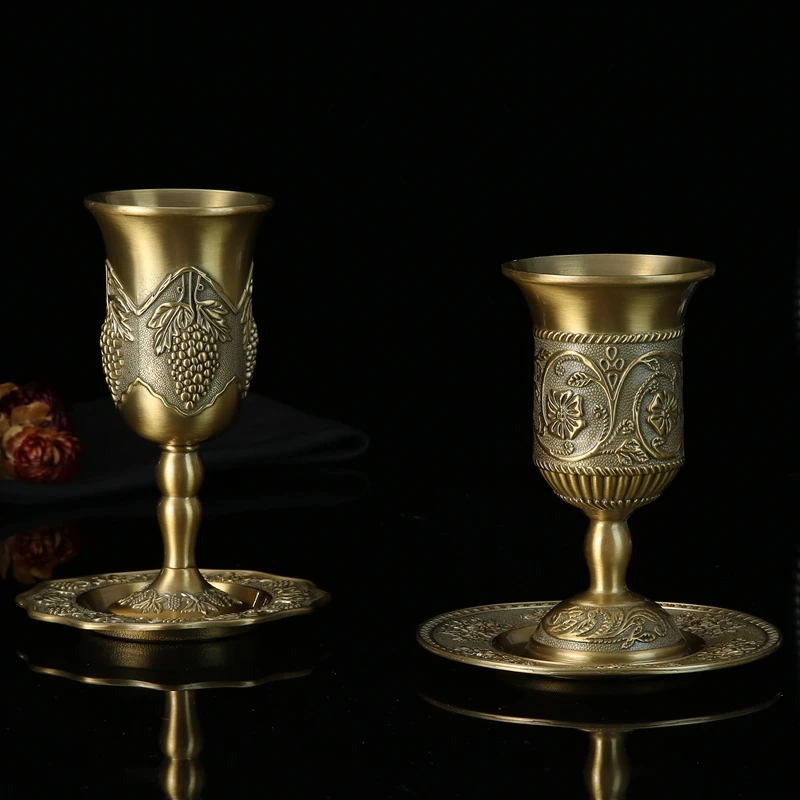 Alloy antique wine set goblet Baijiu cup red wine glass gift shooting props ornament