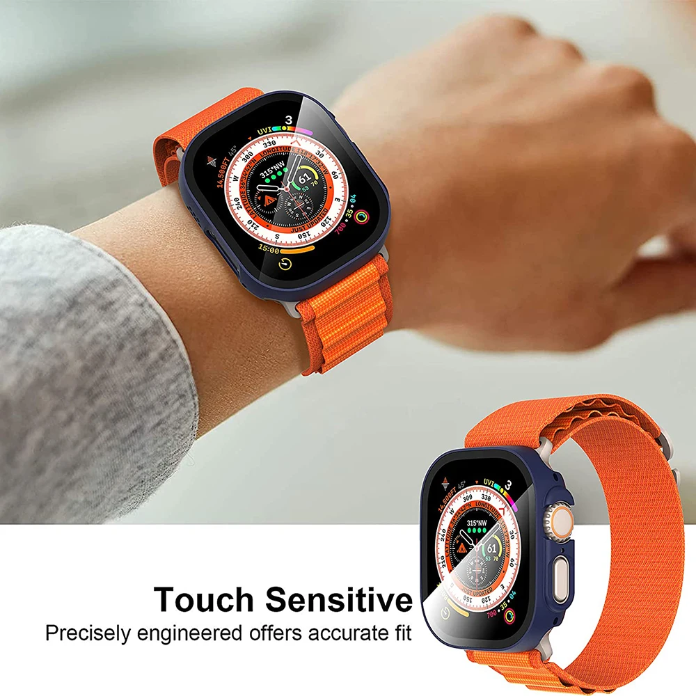 Glass+Case For Apple Watch Ultra 2 49mm Hard PC Bumper Screen Protector Tempered Cover iwatch Series Ultra 49mm Accessories