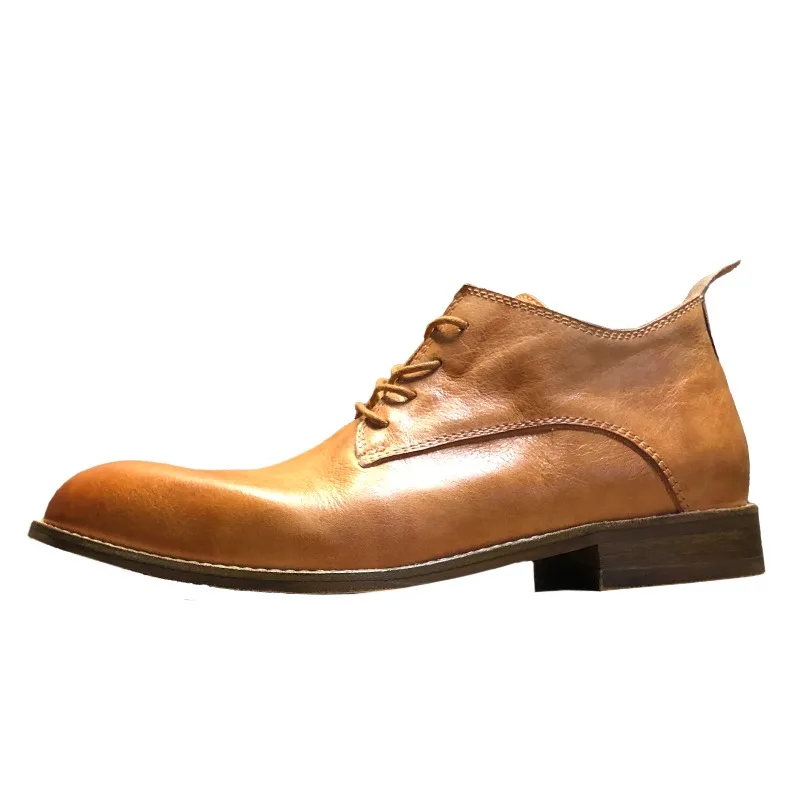 

Handmade Genuine Leather Pointed Toe Business Work Gentle Men Boots Men's Shoes High Top Casual Formal Chelsea Ankle Boots Male