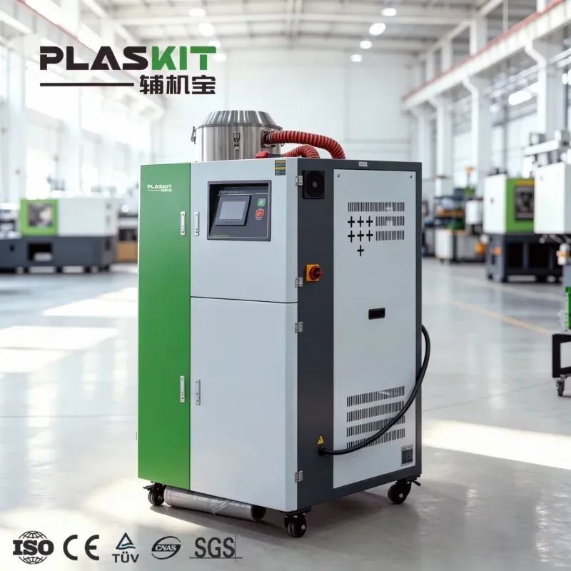 Plaskit Hopper Energy Saving High Efficiency Digital Control Dehumidifying Dryer Vacuum Conveying 7.5kg Capacity PET