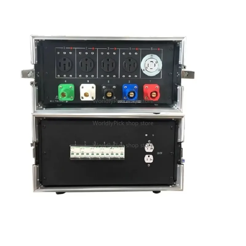 Portable Power Distribution Box 200Amp Input 3 Phase Industrial Site Sub-Panel Electrical Construction Box Outdoor Use