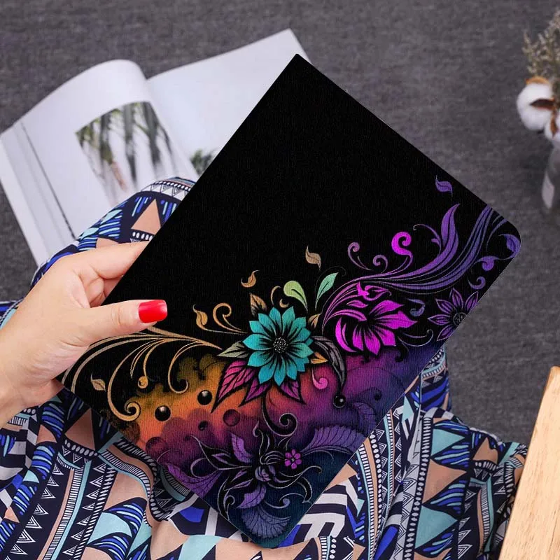 

Colorful Floral Swirl Pattern Gift For Samsung Galaxy Tab S10 S9 S8 S7 Lite FE Plus Scratch resistant Pen Tray Tablet Case