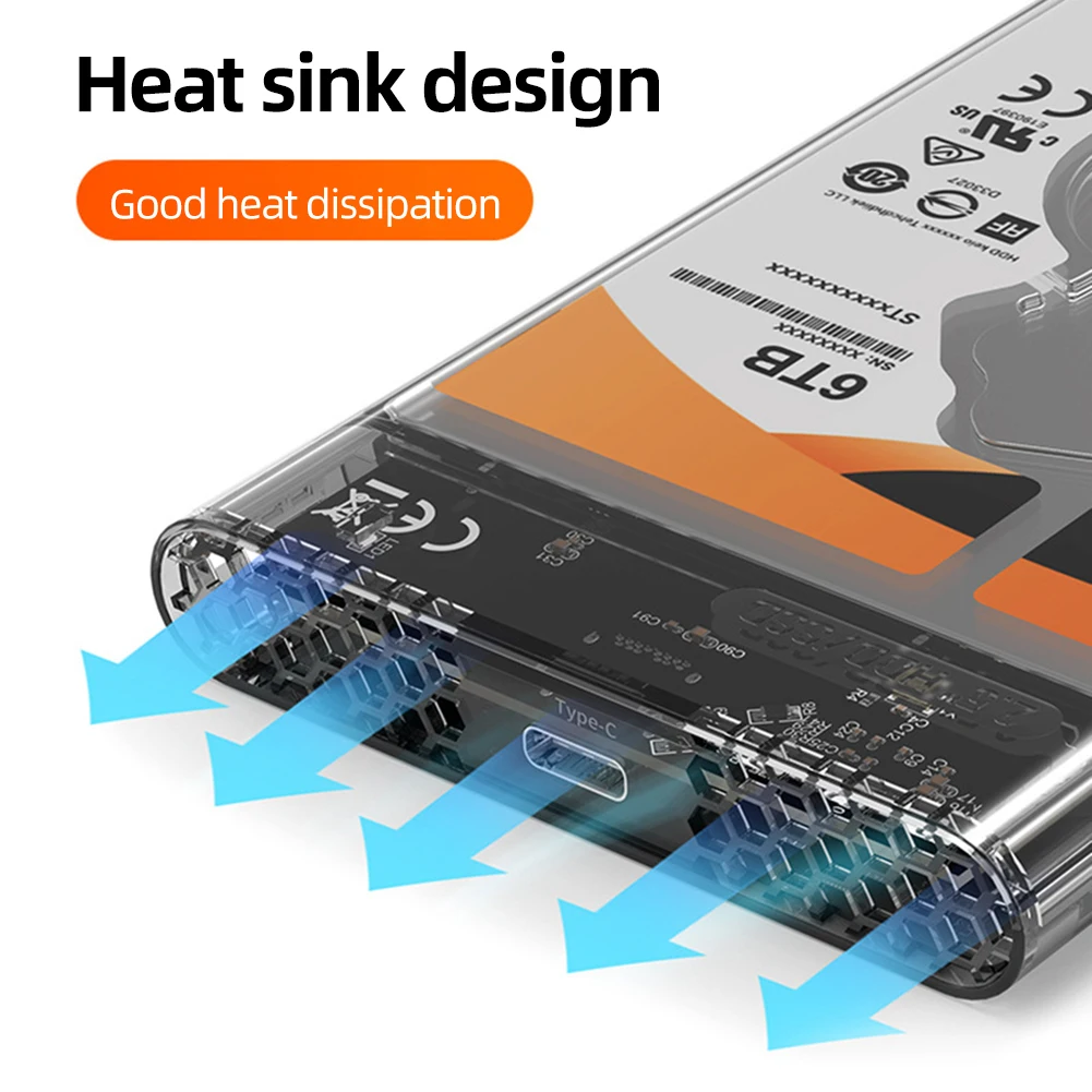 USB 3.0 to SATA III Hard Disk Case 2.5inch SATA HDD SSD Shell External Enclosure Hard Drive Disk Box Transparent Mobile Housing