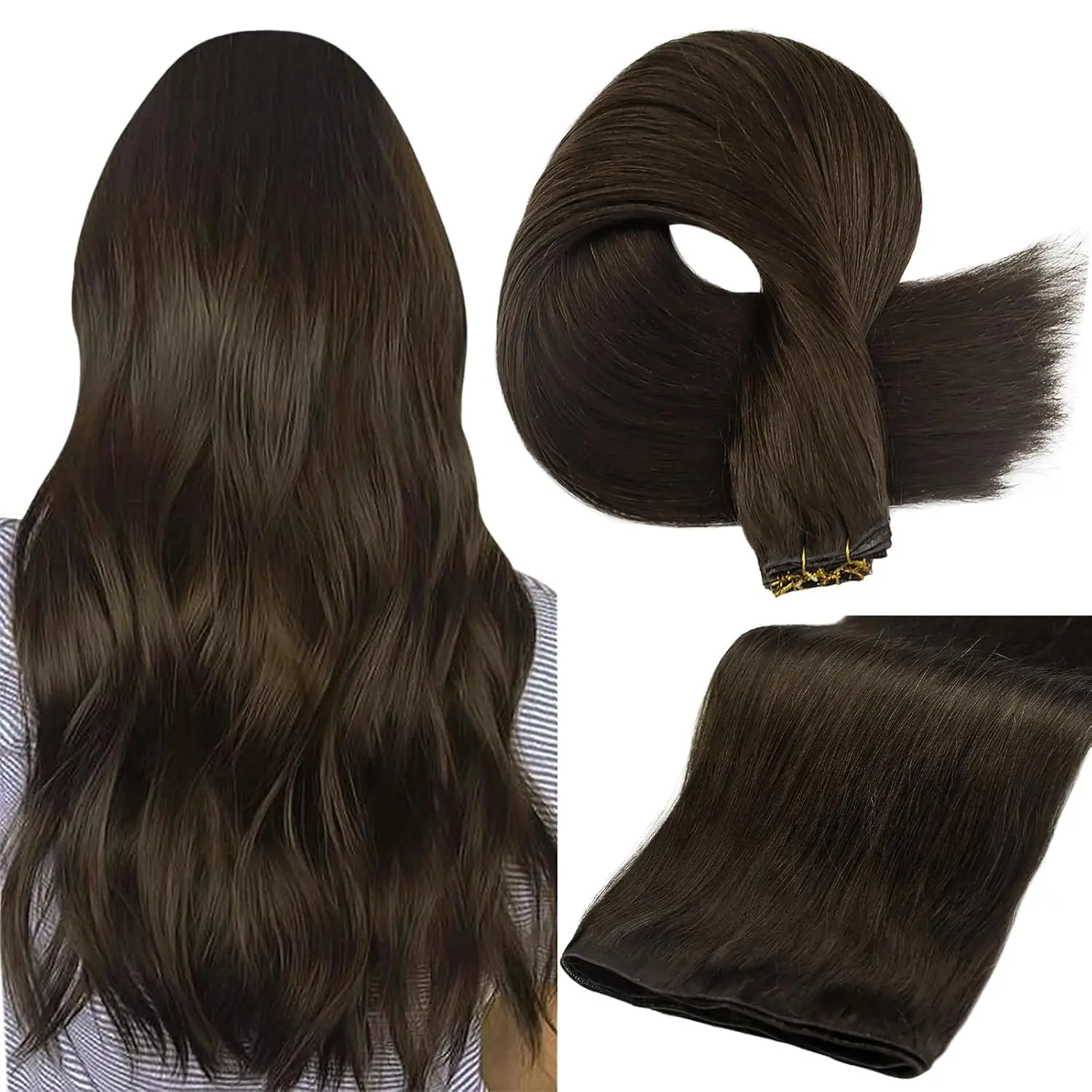 Volledige Glans Genius Inslag Hair Extensions Zijdeachtig Recht Maagdelijk Menselijk Haar Inslag Extensions Naaien in Hair Extensions Haarbundels 25G