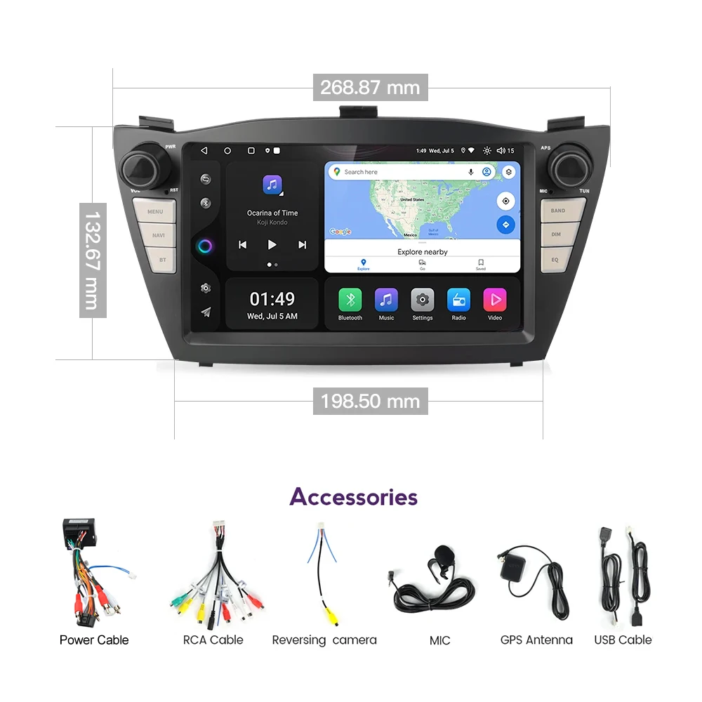 Android 13.0 Car Multimedia Player 8\'\' Navigation GPS Car Radio For Hyundai IX35 Tucson 2010-2015 CarPlay Audio Stereo Auto SWC