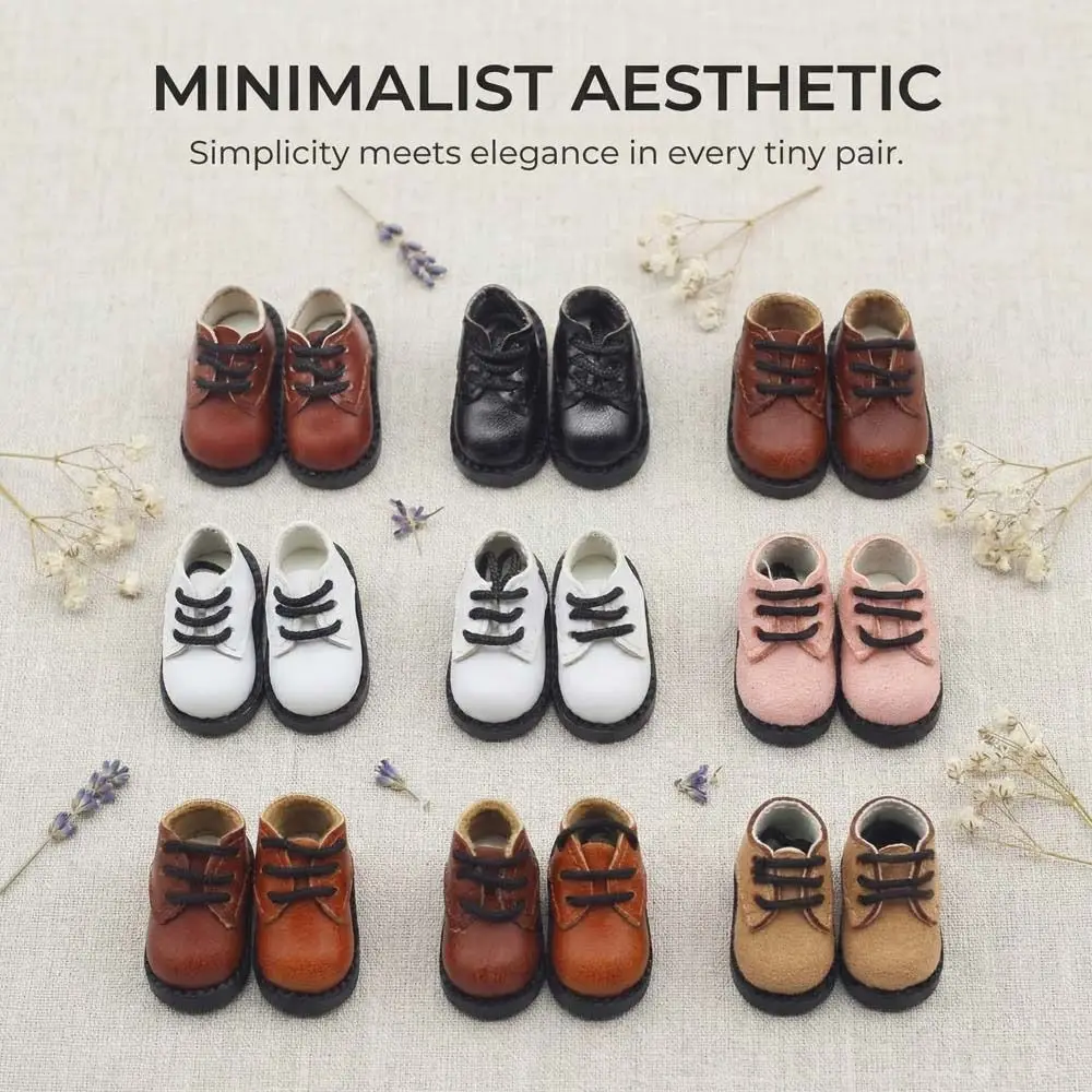 

1 пара миниатюрных туфель из искусственной кожи для кукол 1/12, милые туфли с круглым носком из ПУ кожи, 1 пара, 1/12