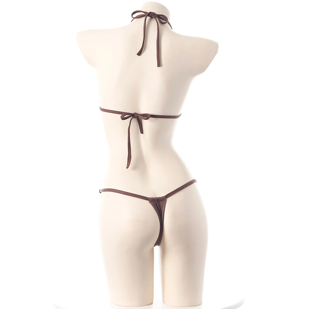 XXOO-Lencería erótica de Anime para chica, traje de baño de Bikini con láser bonito para playa y verano, conjunto de ropa interior de tres puntos, disfraz de Cosplay