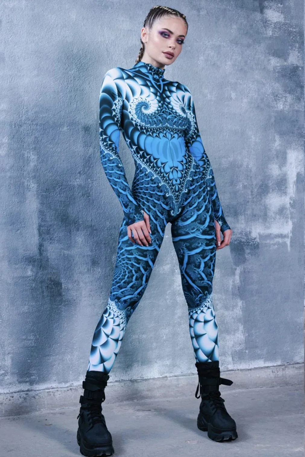Retro-Roboter 3D-gedrucktes Muster Damen Sexy Jumpsuit Erwachsenen-Halloween-Cosplay-Kostüm Party-Catsuit Karneval-Bodysuit – Detail 4