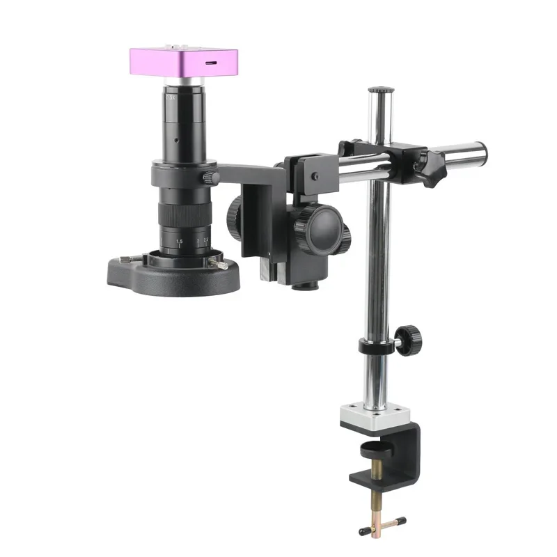 51MP 2K 1080P HDMI USB Jewelry Industrial PCB Soldering Digital Microscope Camera C-Mount Zoom Lens Boom Arm Desktop Clamp Stand