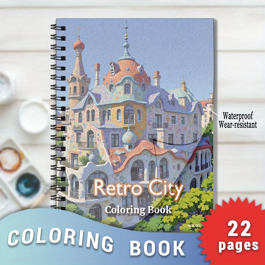Retro City Coloring Book - 8.3×11.2 Inches, 22 Pages. Ideal for Vintage - themed Relaxation, Nostalgic Doodling, Holiday Gift