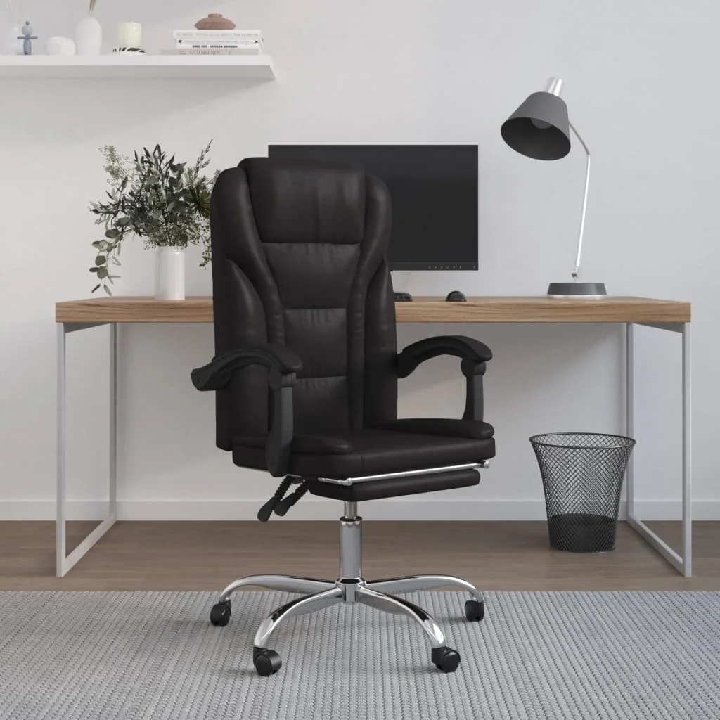 Black leather office recliner chair