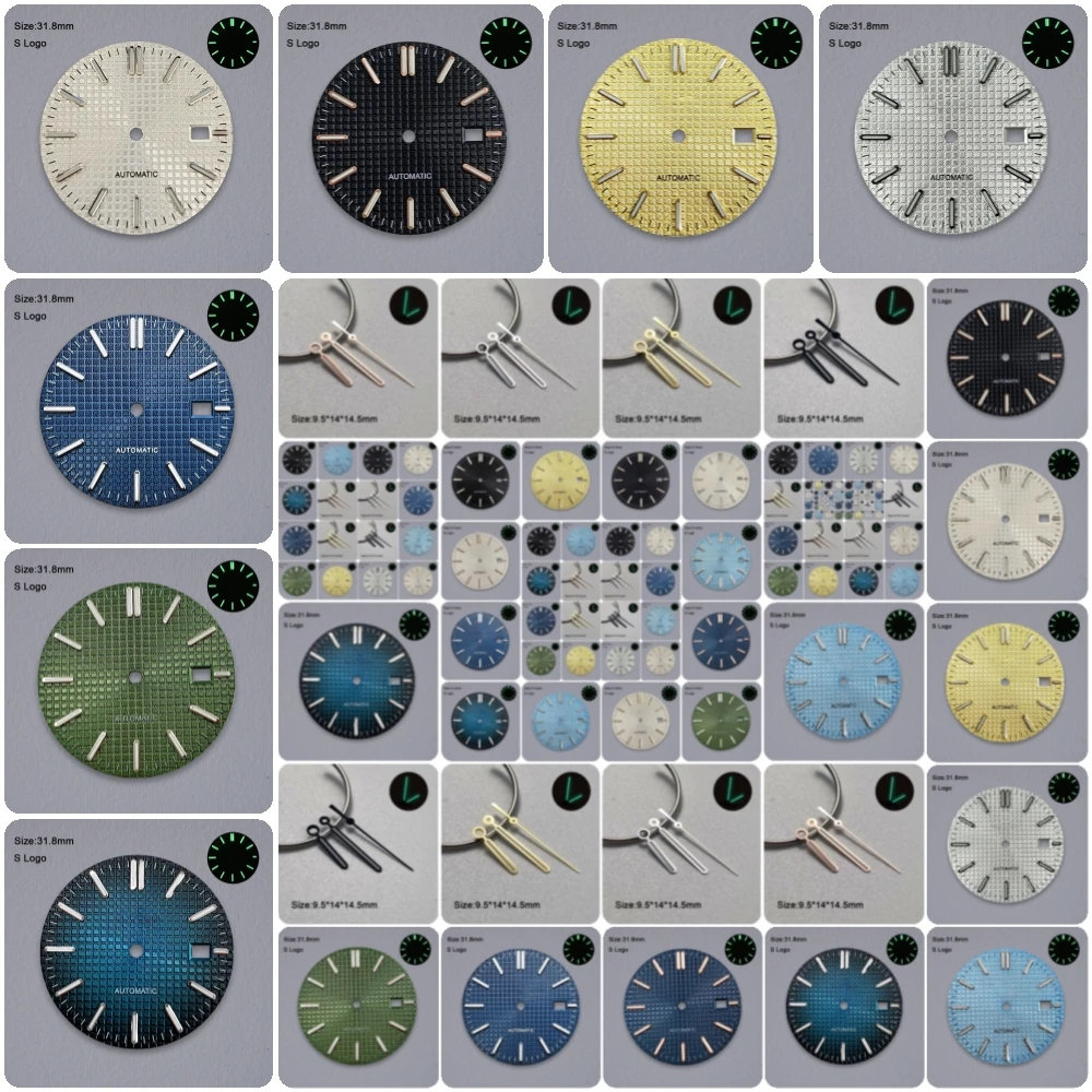 31.8 مللي متر S شعار الطلب مناسبة ل NH35/NH36 الحركة اليابانية الأخضر مضيئة ساعة عالية الجودة تعديل الملحقات
