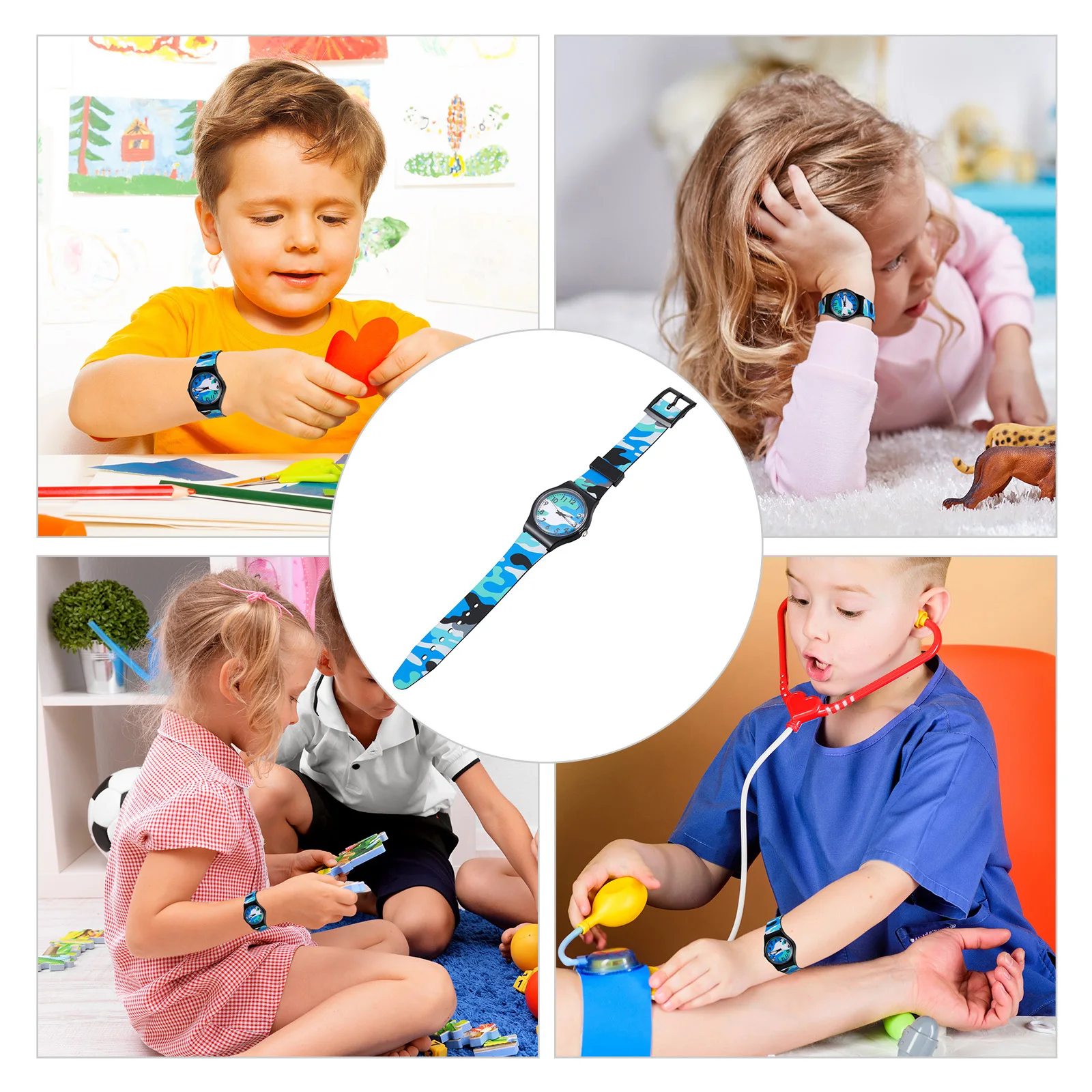 

1Pcs Camouflage Watch for Kids Lovely Cartoon Children Watch with Large Numbers Easy Read Fashion Band Wristwatch for Boys Girls
