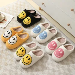 Fuzzy Smile Face Women man Slipper Kawaii Cartoon Plush Contton Indoor Funny Cute Winter Warm Floor house Home Non slip Shoes