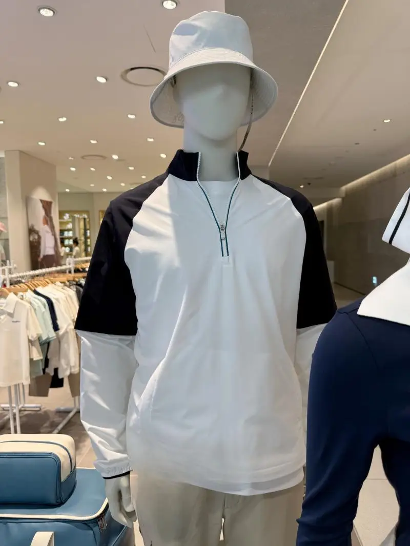 2026 Mens Convertible Golf Jacket Stand Collar Zipper, Windproof Quick Dry with Detachable Sleeves for Golf Sport