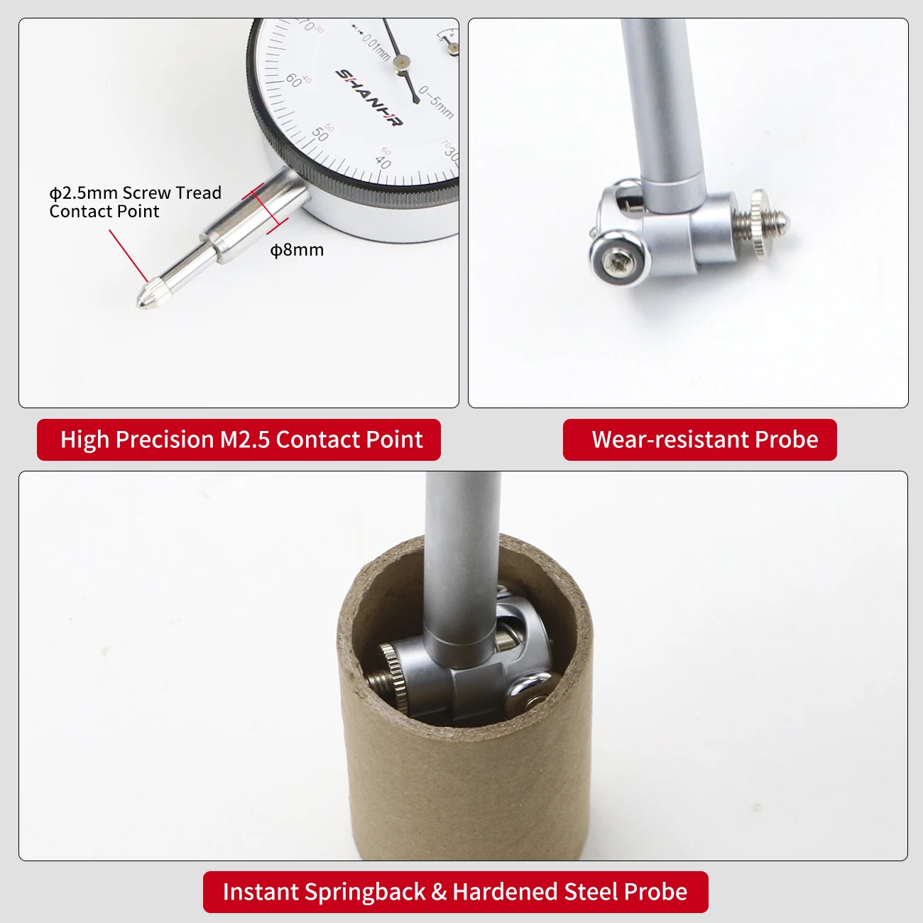 SHANHR 0.01 mm High Accuracy Dial Indicator Dial Bore Gauge 18-35/35-50/50-160 mm Bore Measurement