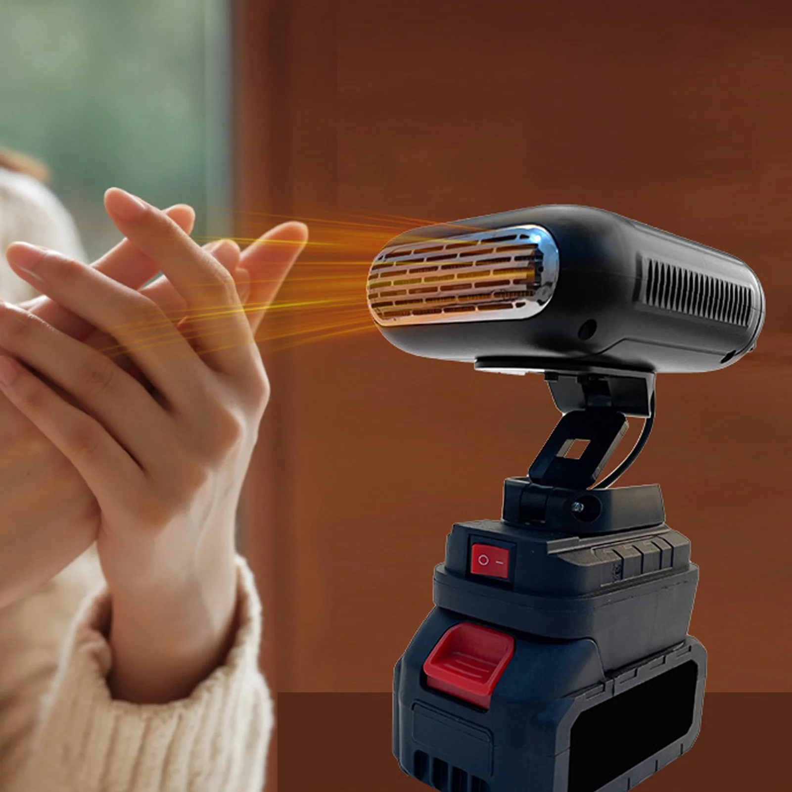 Battery Powered Heater 90 Degree Flip 2 Temperatures 2xUSB Portable Space Heater for BL1830 BL1850 BL1840 BL1845 BL1815 BL1820 B