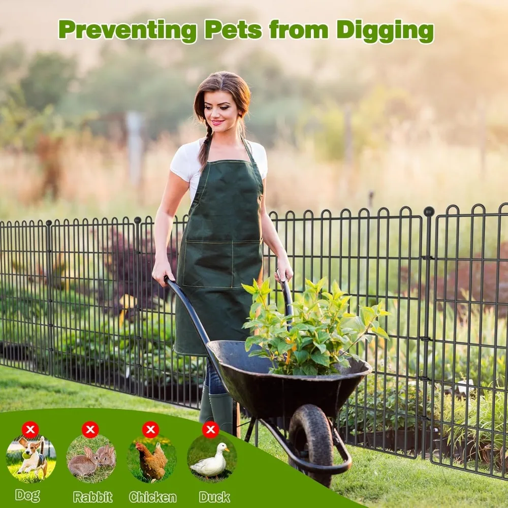 

10 Panels No Dig Decorative Garden Fence with Gate for Yard, 24 in(H) X 20 ft(L) Animal Barrier Fencing for Outdoor Dog
