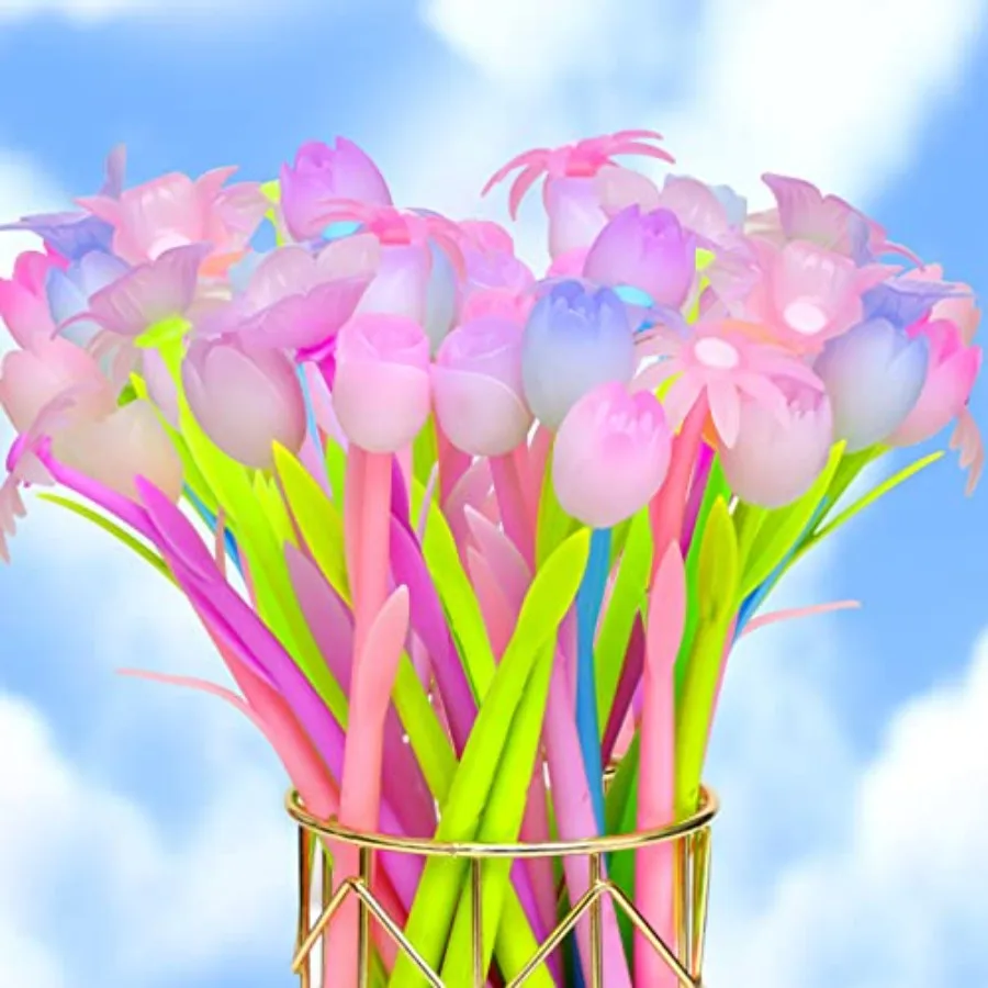 

18 Pieces Color Changing Flower Pens Colorful Gel Ink Ballpoint Pens for School Home Office Presents