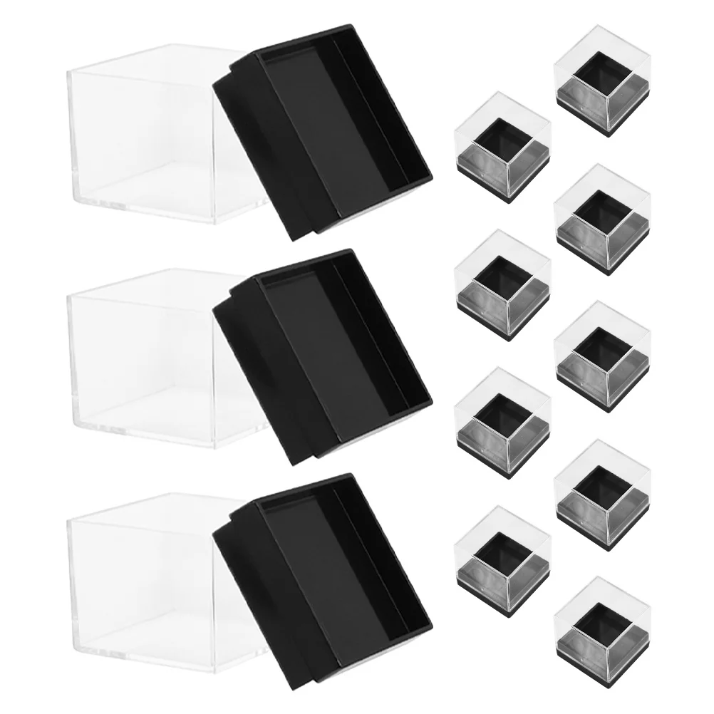 

12Pcs Square Mineral Box Clear Plastic Specimen Case for Rough Stone Collection Display Storage and Educational Use