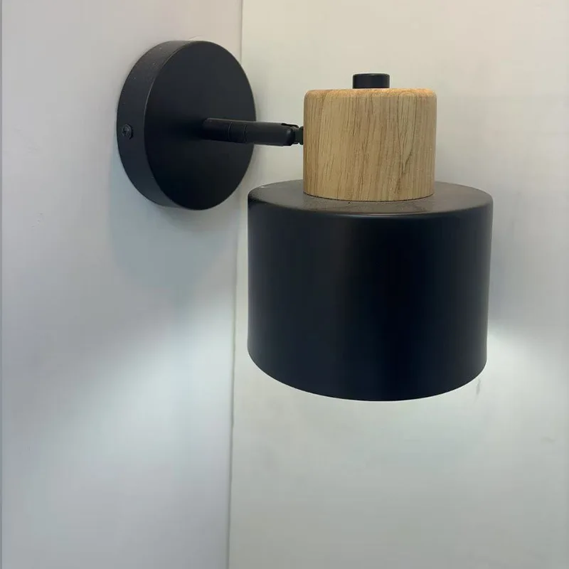 GEFENSI بسيط الخشب الجدار مصباح الإبداعية الممر الإضاءة الشمال غرفة نوم السرير شخصية مصابيح الحديد المطاوع #5