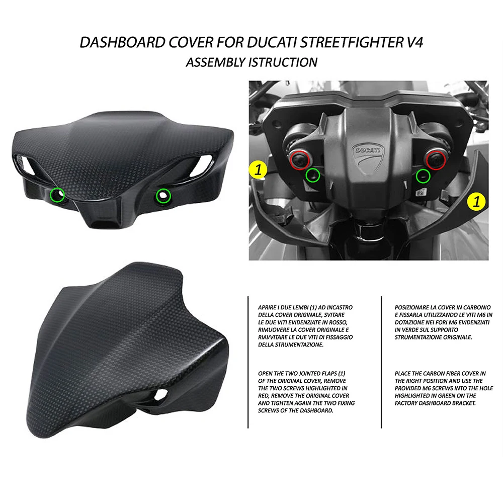 Deflettore parabrezza moto in fibra di carbonio, accessorio per Ducati Street Fighter V2 Street Fighter V4 S V4S 2018-2023