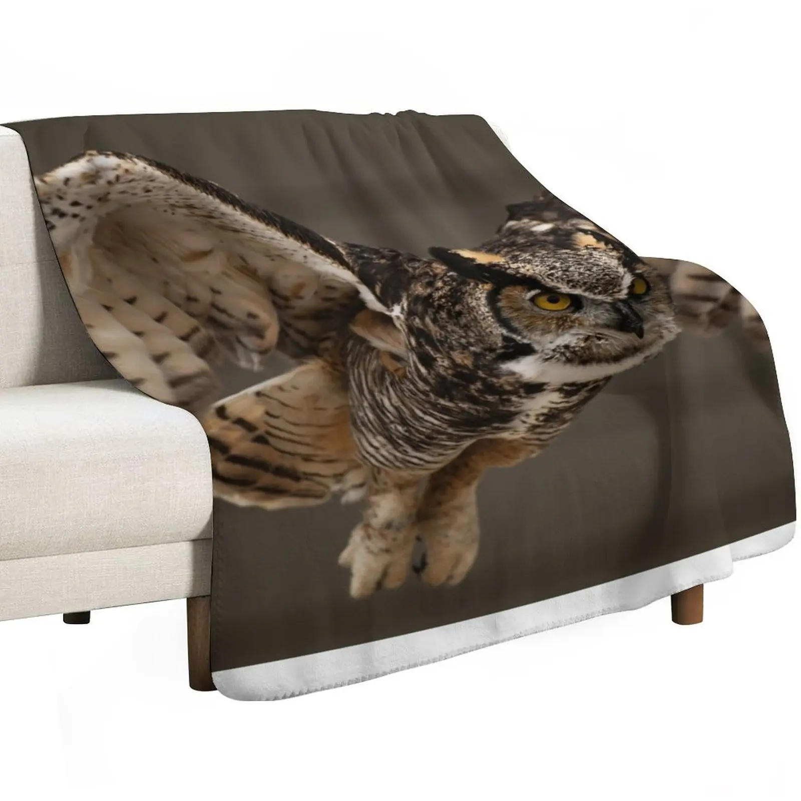 Great Horned Owl Throw Blanket Heavy valentine gift ideas For Baby Furry Personalized Gift funny gift Blankets