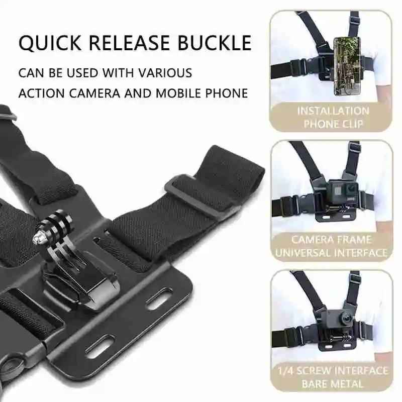 Camera Strap Phone Chest Mount Harness Strap Holder Adjustable For GoPro Hero For Insta360 For Xiaomi Straps Phone Clip Mount