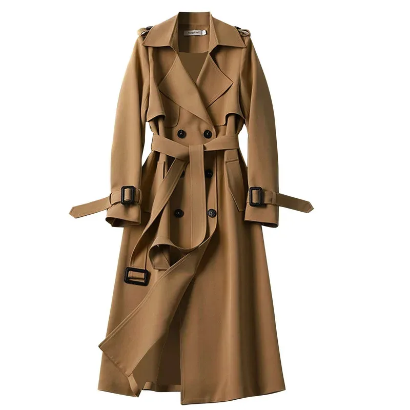 

2025 ❤ New Women Trenchcoat Autumn Overcoat Solid Slim Fit Elegant England Style Long Outerwear Windbreaker Ladies Trench★★