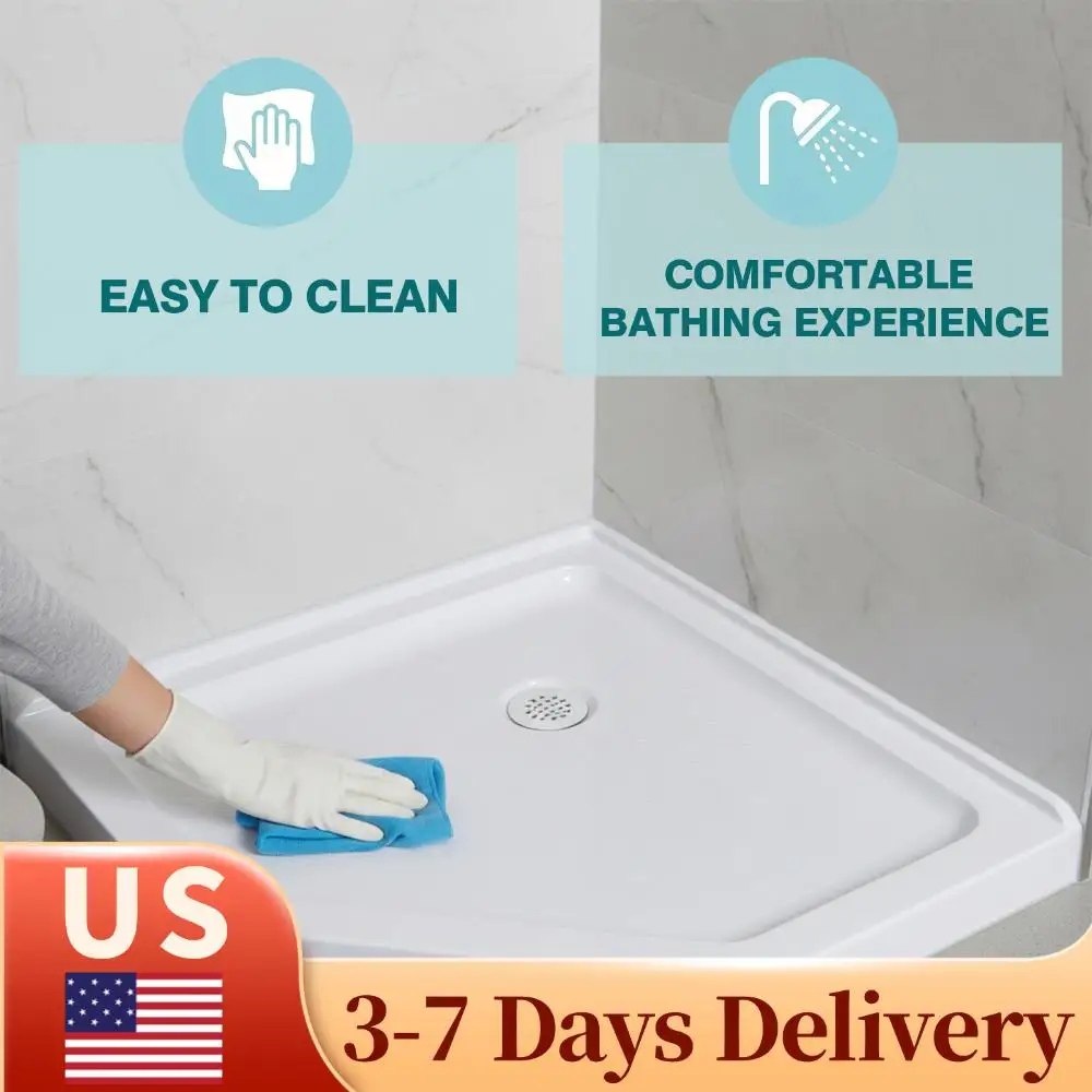 

Neo-Angle Shower Base with Corner Drain Non-Slip Textured Surface 37 In. L X 37 In. W for RV Camper Travel Trailers