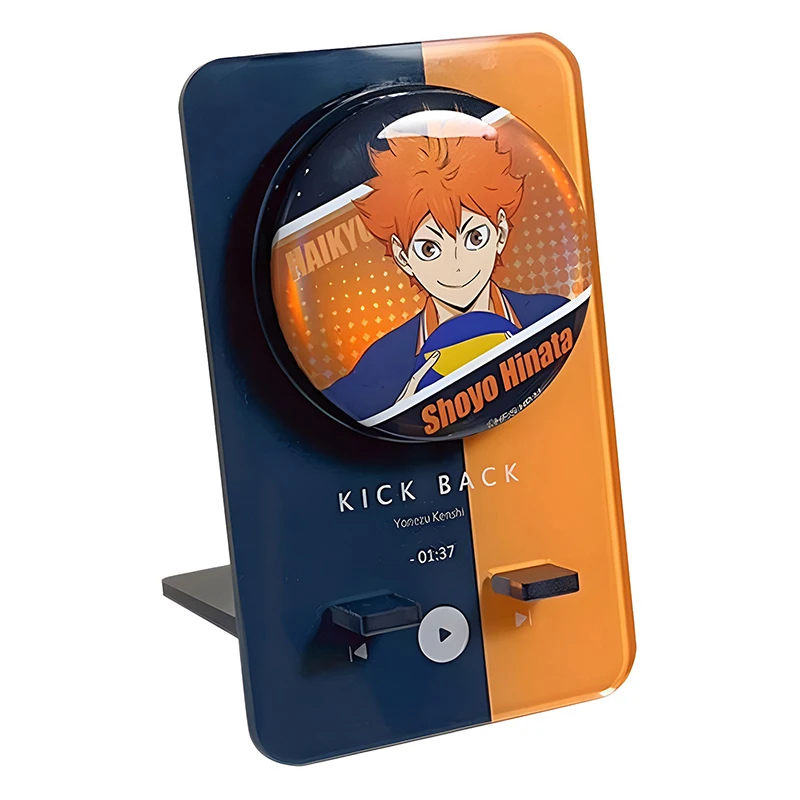 1PC Manga Game Fans Souvenir Color Music Player Acrylic Round Metal Badge Rotate Display Stand Baji Guzi Holder Desktp Ornament