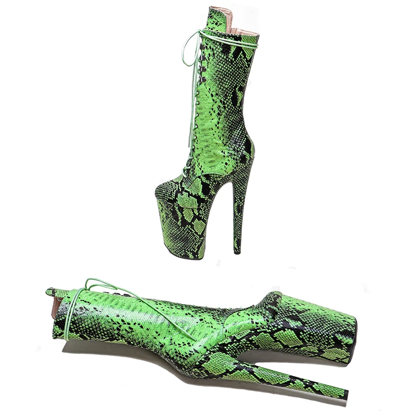 Leecabe  23CM/9inches Snake upper  Trend fashion Sexy  stripper heel High Heels Platform Pole Dance boots