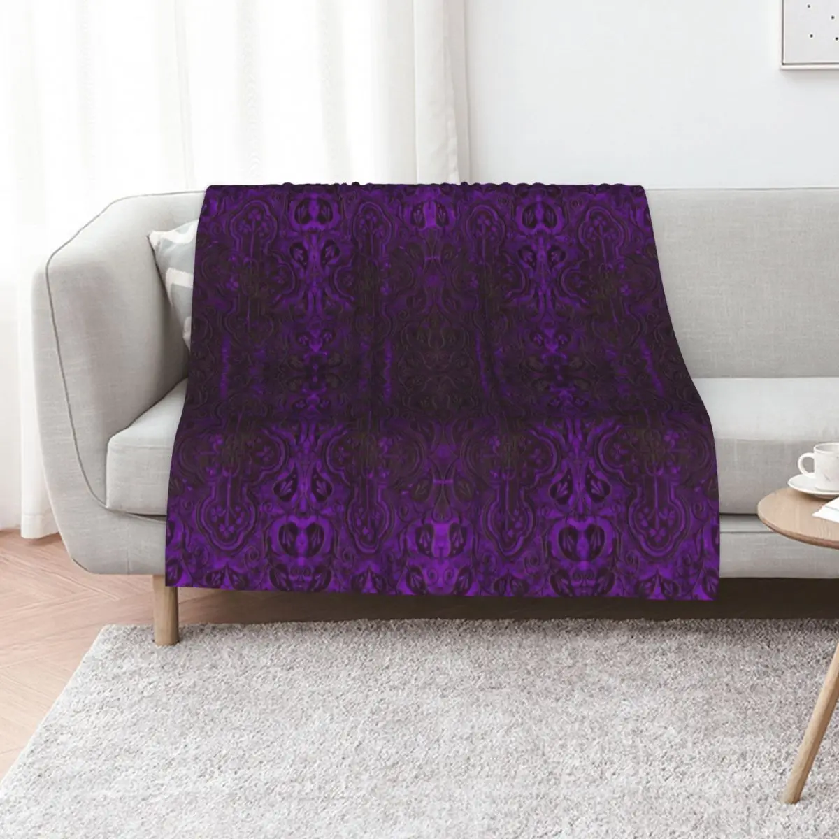 Purple Romantic Weathered Gothic Carving Crosses Pattern by Moose Disco Throw Blanket Fuzzy Plush Throw Blanket for Sofa Chair