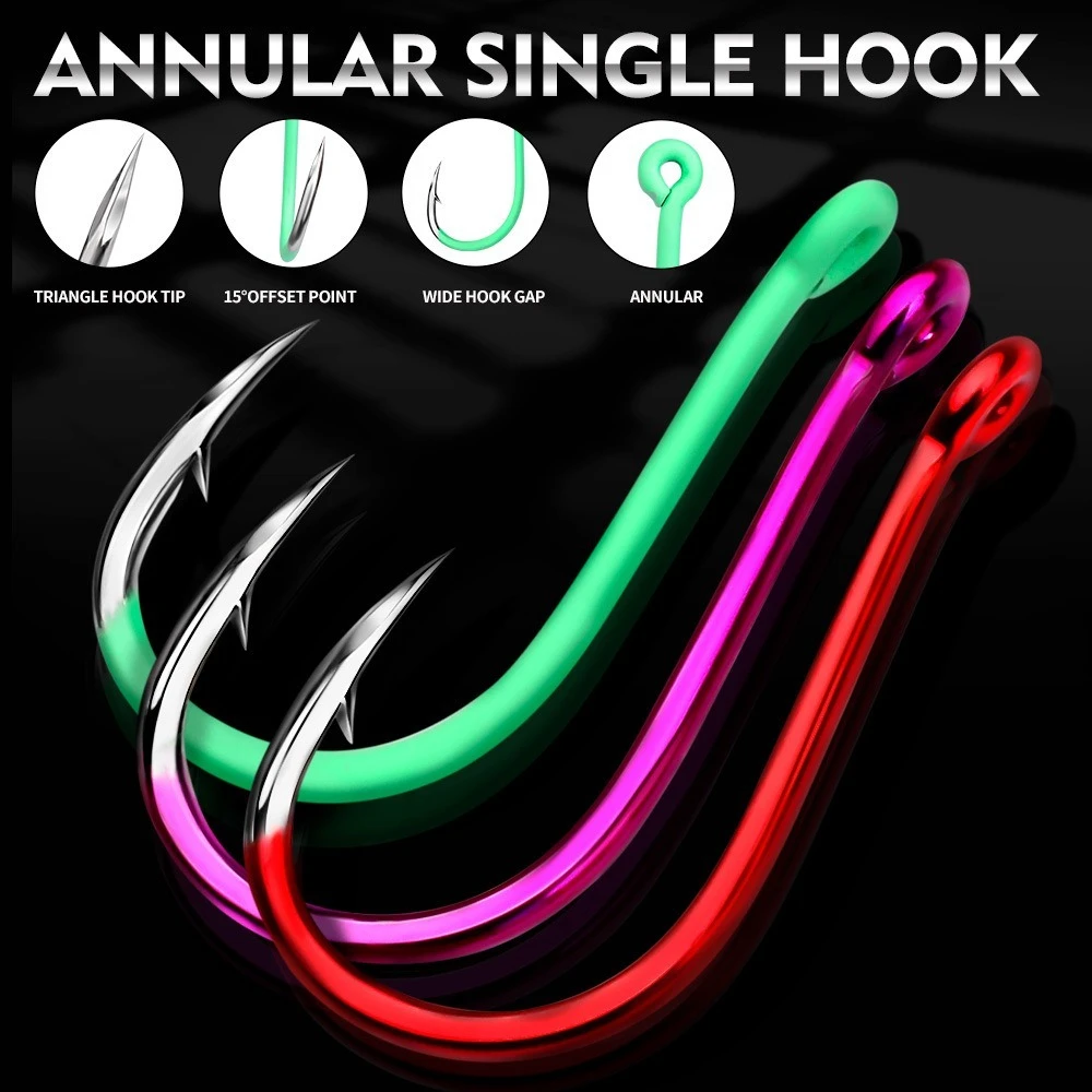 

10pcs Lure Sea Fishing Barb Hook Luminous Crooked Mouth Triangular Tooth Fish Hook Sea Fishing Hook