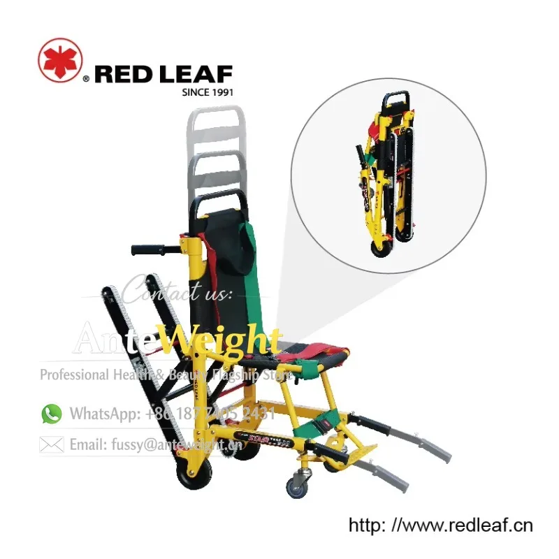 Convenient Hospital Emergency Foldable Aluminum Alloy Stair Stretcher with 2 Safety Belts for Rescue Operations