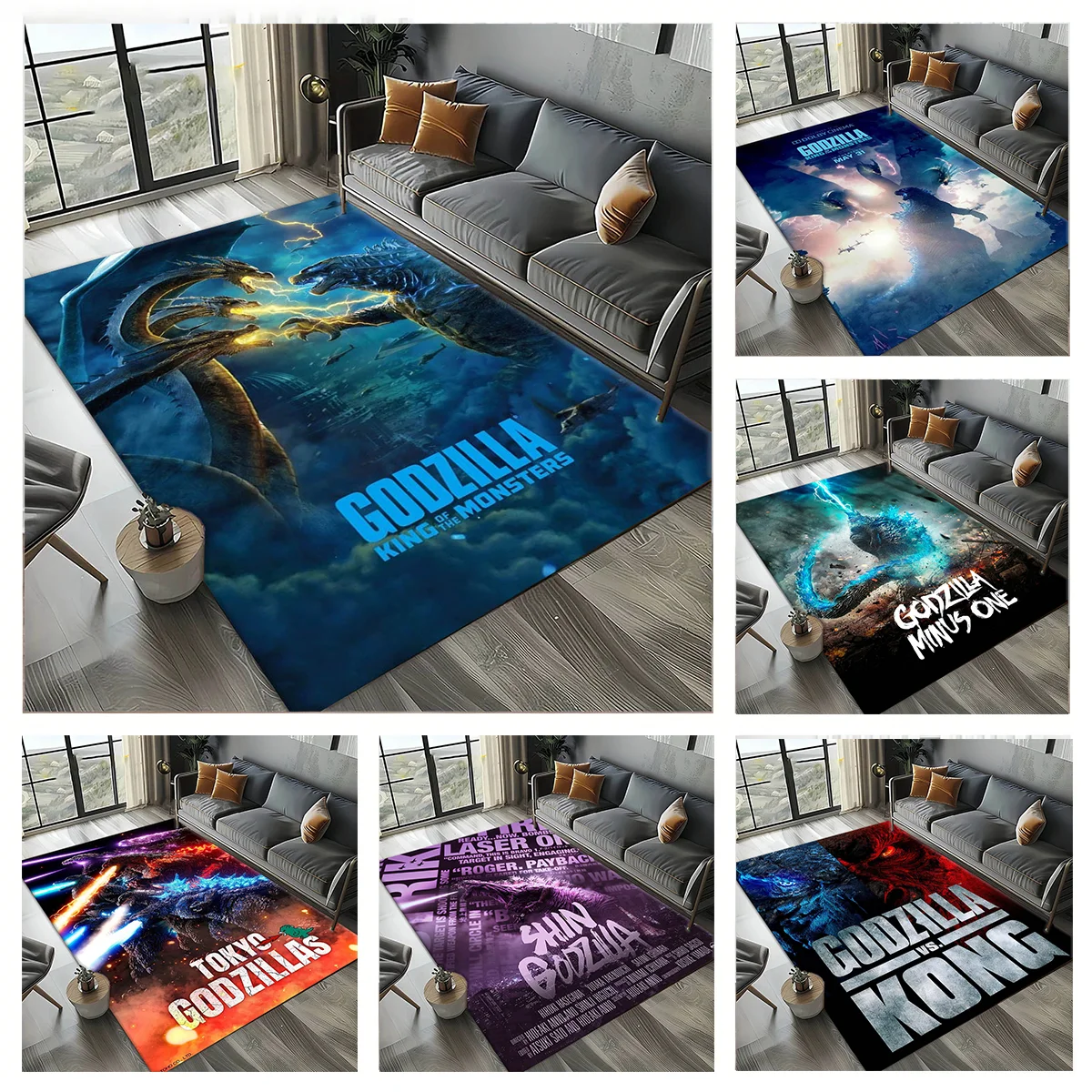 3D G-Godzilla-s One Vs K-Kong Carpet Rug Art for Room Decor Sofa Christmas Halloween Gifts Fans Area Rug Non-slip Floor Mat