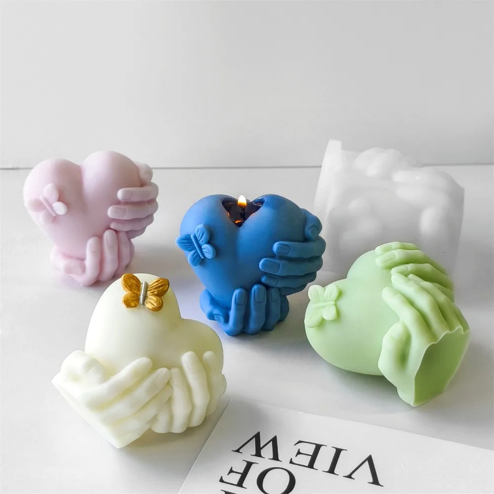 Hand Hold Love Silicone Candle Mold Valentine's Day Love Candle Soap Gypsum Crafts Resin Cement Mold Handmade Candle Making Tool