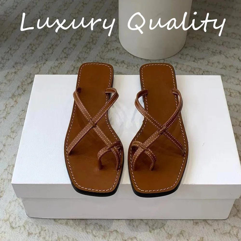 2024 New Women's Summer  Flat Slippers Round Open Toe Casual Home Shoes Casual Comfort Vacation Beach Shoes