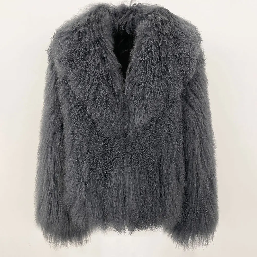 Lady Mongolian Sheep Fur Coats Winter Thick Warm Crop Jacket Natural Lamb Fur Coats Women Real Real Mongolia Sheep Fur Jackets