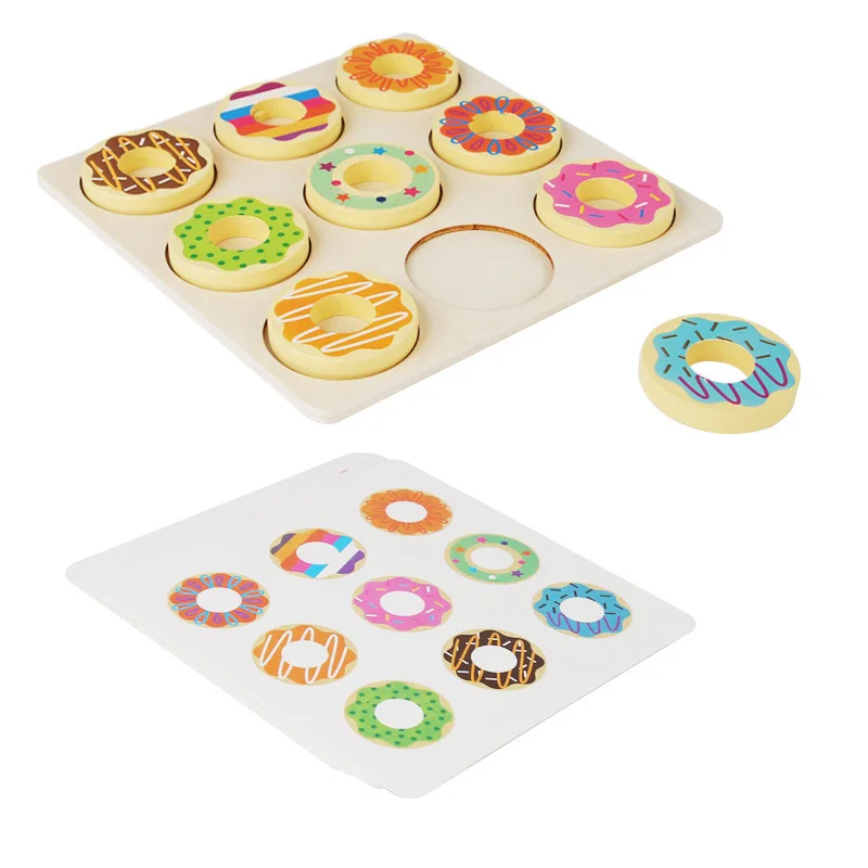 มอนเตสซอรี่โดนัทคู่บอร์ดความรู้ความเข้าใจสีสำหรับเด็กเล็กอายุ 2-3 ปีการศึกษาปัจจุบันปริศนาปริศนาของเล่นไม้